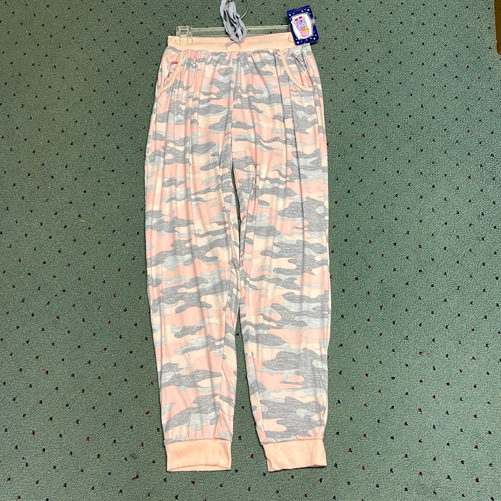 BNWT PILLOW TALK PINK & GRAY DRAWSTRING WAIST JOGGER STYLE PAJAMA PANTS SIZE S